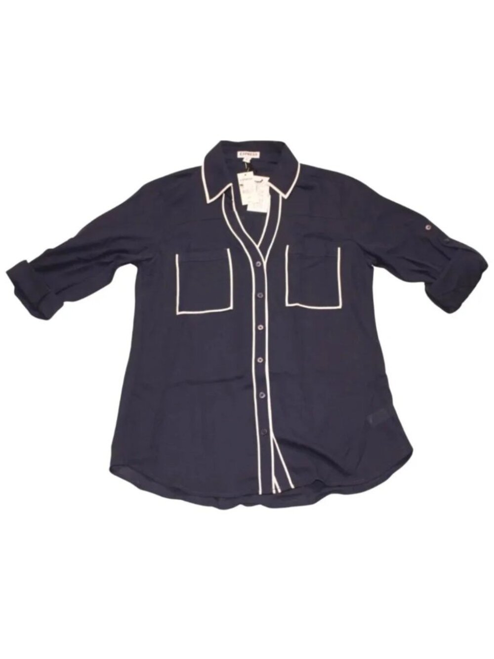 Express Women's Long Sleeve Button-up Blue Shirt NWT Size S